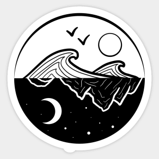 Moon and Earth Circle Sticker